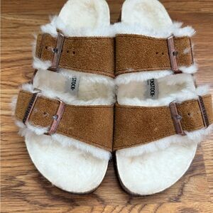 New Birkenstock Arizona Shearling Slides Size 37 in Mink